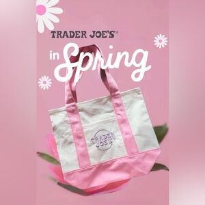 2026! Pink Trader Joe’s Mini Canvas Tote Bag - Everyday Bag NWT🌸💖💕